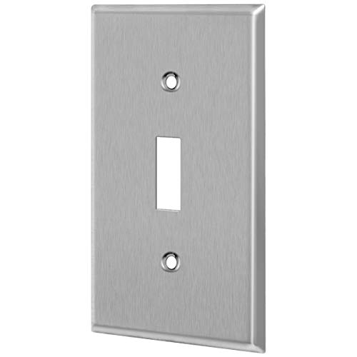 Enerlites Toggle Light Switch Stainless Steel Wall Plate, Metal Plate Corrosive Resistant Cover For Rotary Dimmers Lights, Size 1-Gang 4.50"X 2.76", 7711, 430 Stainless Steel, Ul Listed, Silver #TOP7