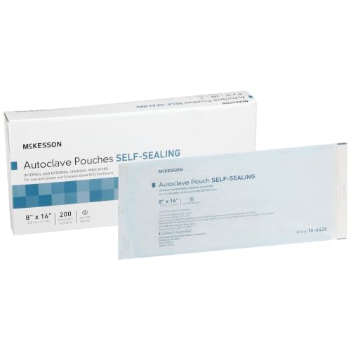 McKesson Sterilization Pouches 8x16, 200 count, self-sealing autoclave bags