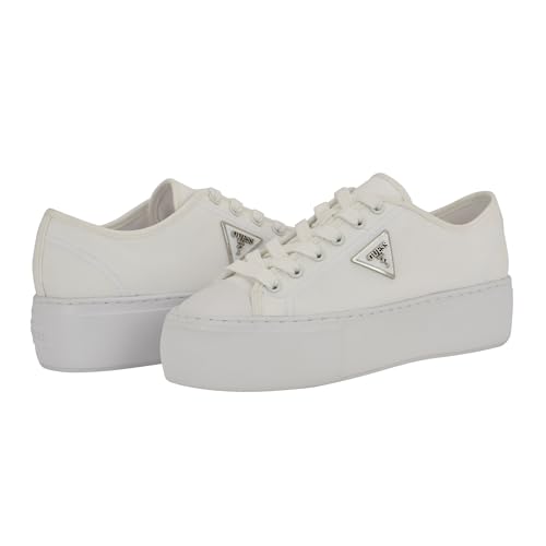 Guess Women's Joezi Sneaker, White 140, 8 by GUESS - Used condition - Image 2