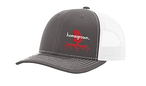 Heritage Pride Men's Homegrown Roots State Pride Embroidered Charcoal with White Mesh Back Trucker Hat-Georgia
