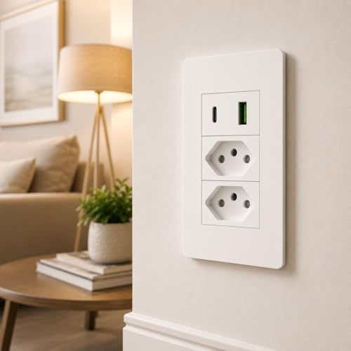 Tomada Inteligente 20A com USB e USB-C PD 20W Carregamento Rápido...