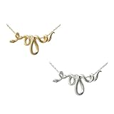 Paquete de 2 collares con colgante de serpiente envueltos en tono dorado y plateado, joyería gótica vintage de serpiente para mujer