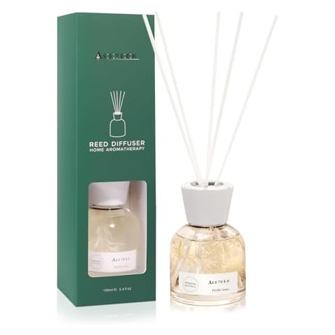 Aeeteek Reed Diffuser Set, 100ml Lime Lemon and Coconut Essential Oil, Fruit and Floral Scent Home Fragrance with 6pcs Fiber Sticks, Aromatherapy Scented Gifts for Bathroom Office Shelf Decor Cover