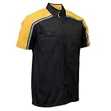 MILWAUKEE MOTORCYCLE CLOTHING CO. Men’s Blk/Yellow Mechanic Work Shirt – w/Reflective Strip, Rider‑Built MDM11600 - Large