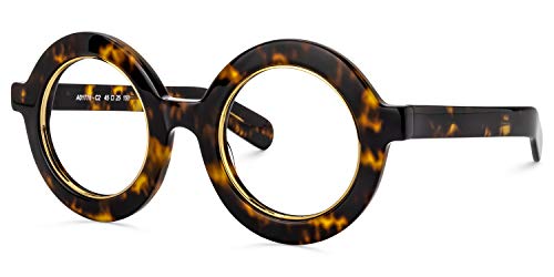 Image of VOOGLAM Retro Round Blue Light Blocking Glasses for Women Men Anti Eyestrain UV Eyewear Almon