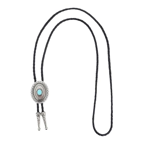 Image of Jeilwiy Bolo Tie for Men Western Cowboy Tie Necklace Gold Bolo Tie Leather Necktie Halloween Tie Accessories for Women