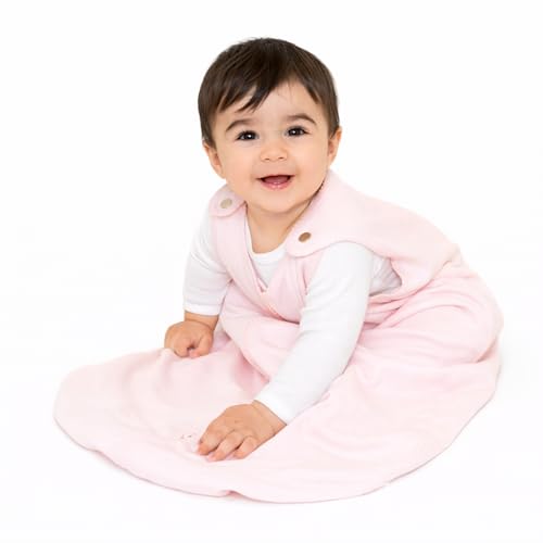 Image of Baby Deedee Sleep Nest Lite - Cotton Sleep Sack 0.6 TOG 18-36M Pink Stripe | Patented shoulder snaps and full-length zipper support easy dressing and diaper changes for warmer routines
