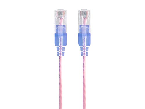 Image of Monoprice Cat6A 3ft Pink 5-Pk Patch Cable UTP 30AWG 10G Pure Bare Copper Snagless RJ45 SlimRun Series Ethernet Cable