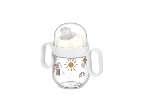 Mepal - Antitropf-trinklernbecher Mio - Auslaufsicher - Gesichert mit einem durchsichtigen Deckel für den sicheren Gebrauch unterwegs - Leicht zu haltende Griffe - 200 ml - Sunshine & Rainbow