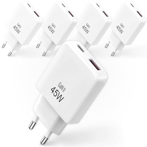 Chargeurs pour iPhone 17 Technologie GaN 2026 Lot de 5 Blocs Secteur Ultra Rapides 45W
