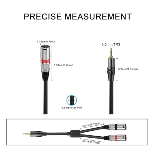 Cable Dual XLR a Jack 3.5mm Estéreo, 10m miniatura 3
