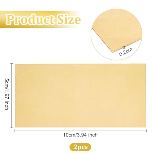 OLYCRAFT 2 Stück Messingblech 50x100mm Goldmessingblech 2mm Dick Rechteckig Rohmessingblech Material Rechteckiges Metall Messingblech Blankes Metallblech Für Metallstanzmodelle