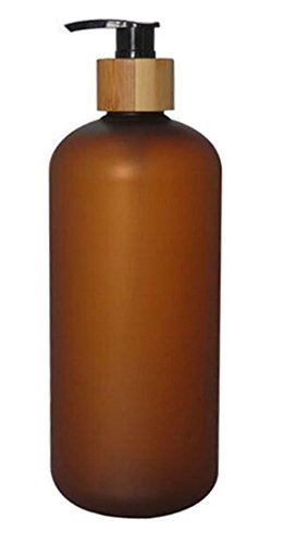 1PC 800ML Amber Frosted Plastic Empty Refillable Shampoo Shower Gel Packing Bottle Container Jar With Natural Bamboo Pump Bath Soap Liquid Toiletries For Home Use