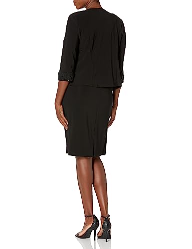 Maya Brooke Women's Brianna Milay Three Quarter Embroidered Cuff Sleeve Jacket and Pop Over Lace Dress2