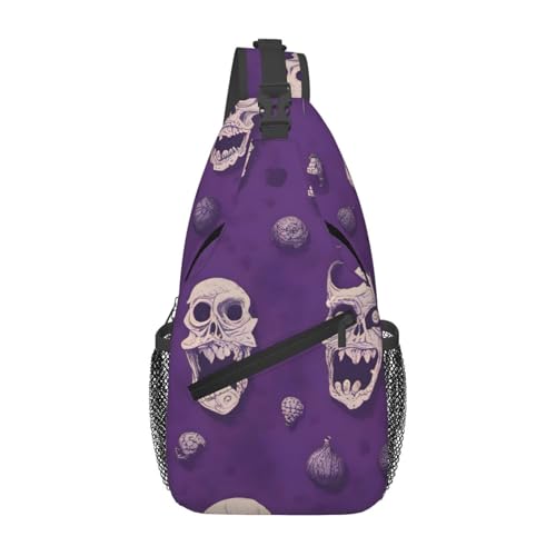 Sac à bandoulière durable et spacieux avec motif horreur violet et noir