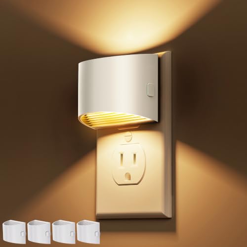 Image of L LOHAS LED Night Lights Plug into Wall, Dimmable Night Light 4 Pack | Plug in Night Light with 3 Level Brightness, 3000K Soft White, White Housing