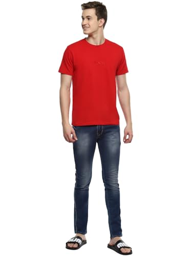 Image of hummel Fringe Men's Regular Fit Crew Neck Embroidered Casual T-Shirt