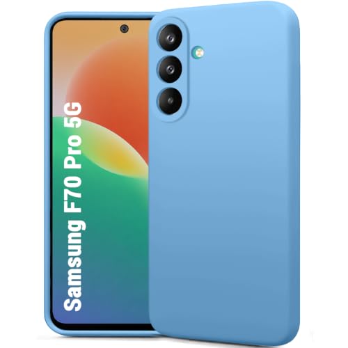 Image of TheGiftKart Genuine Liquid Silicone Back Cover Case for Samsung Galaxy F70 Pro 5G | Soft Micro-Fibre Lining Inside | Camera Protection Bump | Shockproof Back Cover Case (Silicone, Light Blue)