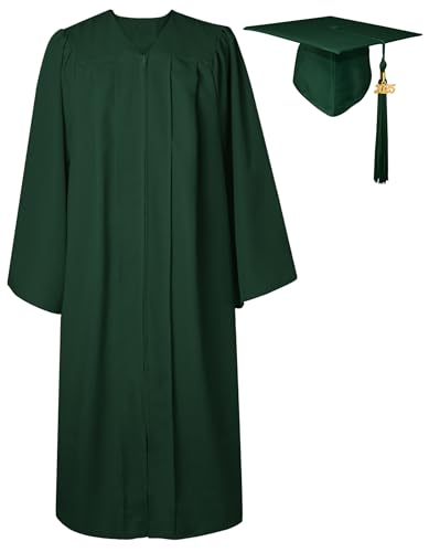 GraduatePro Matte Graduation Cap and Gown 2025 Set Bulk with Tassel for High School & College Forest 48
