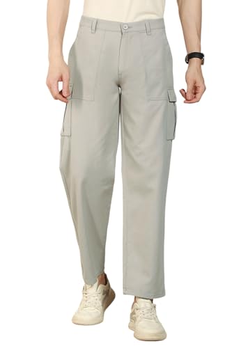 Image of Dennis Lingo Mens Cotton Lycra Solid Mid Rise Relaxed Fit Stretchable Cargo Trouser