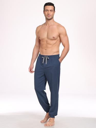 EA'S SECRET Men's 100% Cotton Pajama Bottoms Stretch Waist Soft Drawstring Sleep Lounge Pj Pants with Pockets4