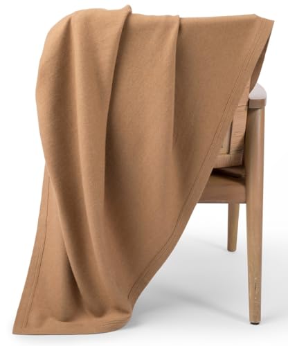 Camel Hair Throw Blanket, Woven, 73" x 53”