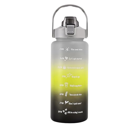 EITMOW 64 oz Motivational Water Bottle with Straw & Time Marker, Large BPA Free Leakproof Water Jug, Half Gallon Sports Water Bottle for Gym, Fitness, Hiking & Outdoor (Gray)