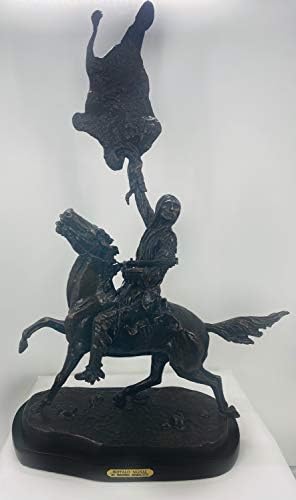 "Buffalo Signal" American Handmade Solid Bronze Sculpture By Frederic Remington Regular Size 25 Inches High