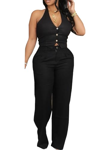 Tcremisa Women's Casual 2 Piece Business Suits Vest Blazer with Long Pants Set Office Outfits