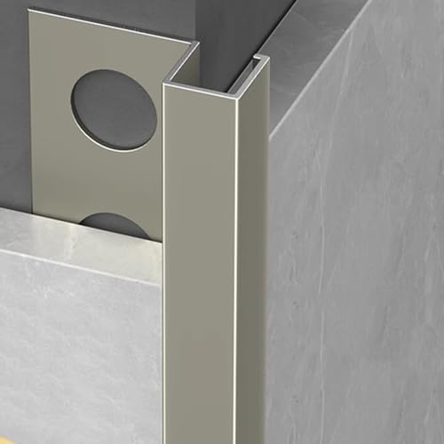 Perfil de esquina de aluminio para azulejos – Perfil de ángulo decorativo de 90 cm para bordes de suelo y pared, perfil protector, acabado mate