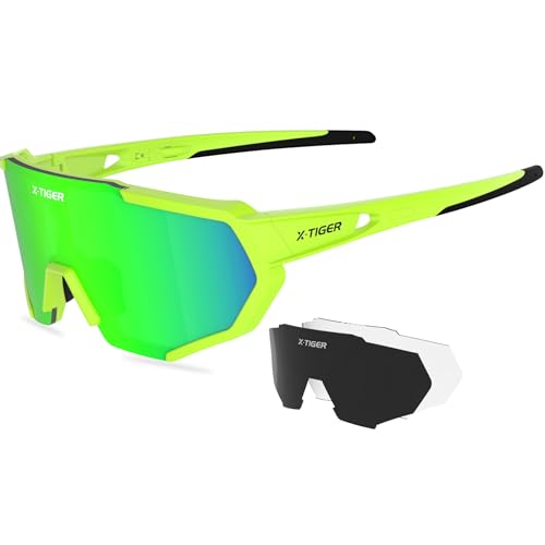 Image of X-TIGER Polarized Sports Sunglasses with 5 Interchangeable Lenses,Mens Womens Cycling Bike Glasses,Baseball Running Fishing