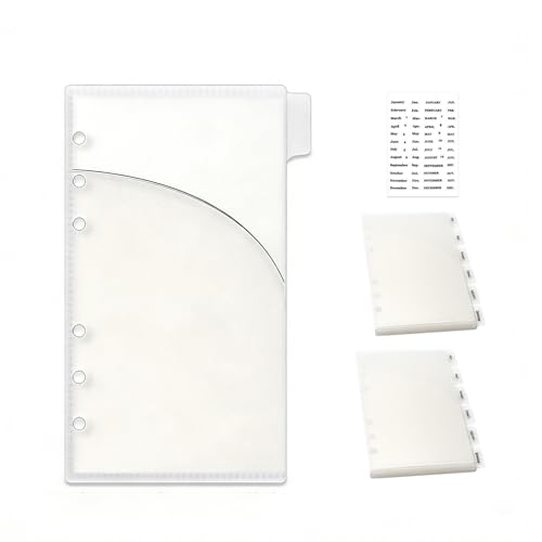 NatSumeBasics 12 Cash Envelopes A6 Binder 6-Tab Divider Pockets