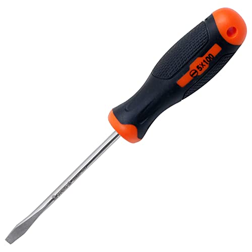 WEDO Slotted Screwdriver 4x159mm, StainlessSteel Flat-Head Hand Tools Screwdriver with Anti-corrosion, Rust Proof, Ergonomic Soft Grip TPR Handle