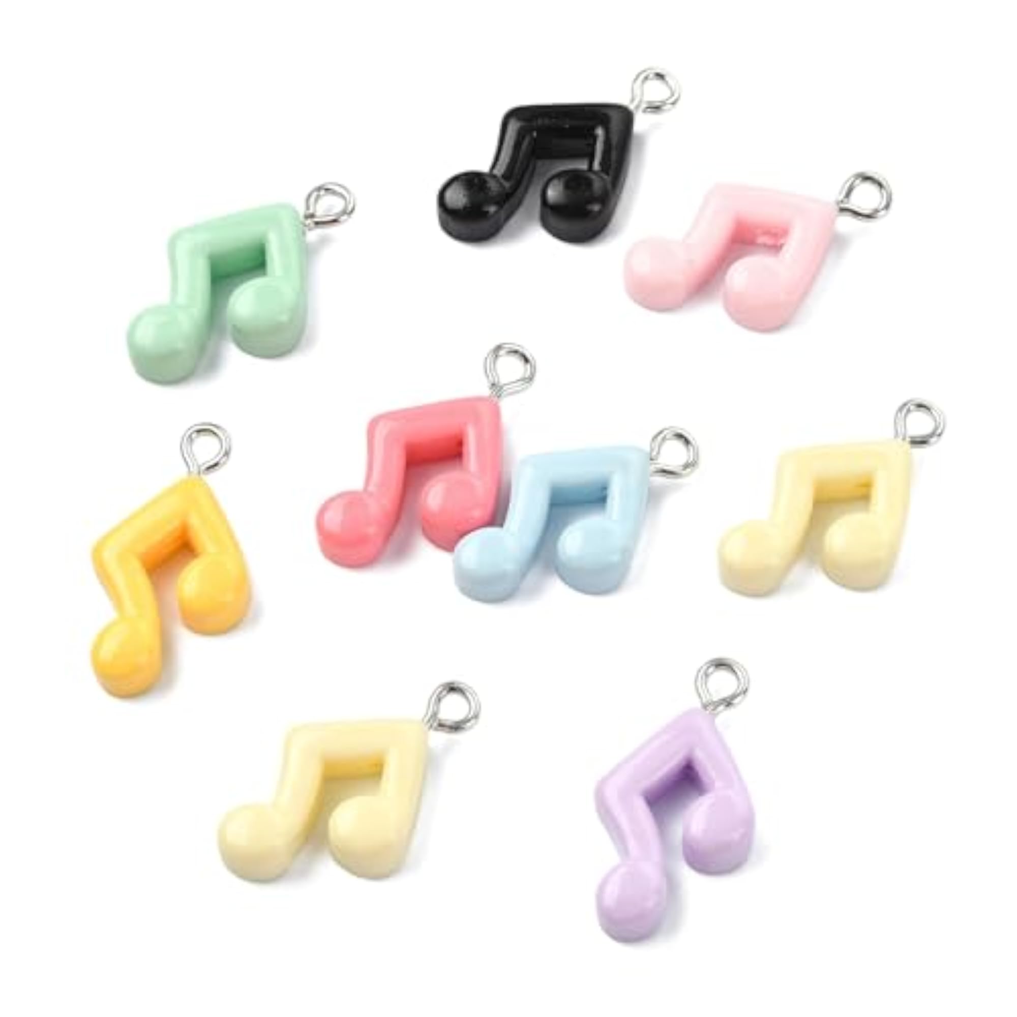 40Pcs Mixed Colors Opaque Resin Musical Notes Charms for DIY