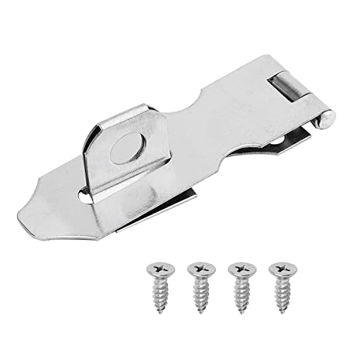 Image of MroMax Hasp Staple Padlock Latch,73.5mm Length,Stainless Steel Furniture Cupboard Door Stainless Steel Silver Tone 1Pcs