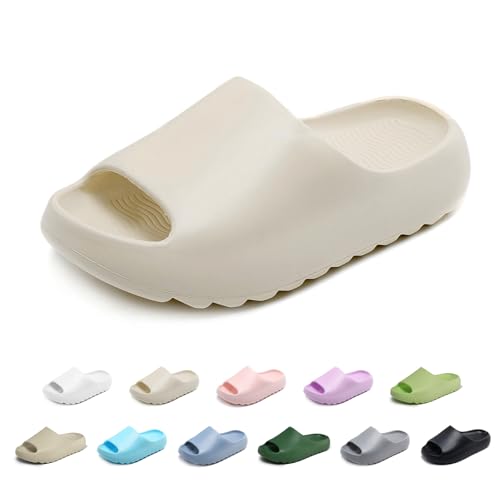 xinlanlin Kids Cloud Slides Slippers For Girls Boys Pillow House Slippers Non-Slip Super Soft Quick Drying Shower Cushioned Slides Bathroom Thick Sole Sandals Indoor Outdoor Slippers