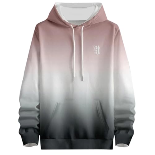 Men's Oversized Hoodies Neon Rose Print Oversized Sweatshirts Drawstring Pullover Color Block Tops Comfort Streetwear