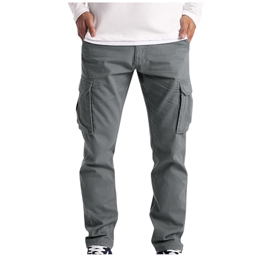 SUWBMHWE Cargo Pants for Men Work Quick Dry Straight Mens Golf Hiking Drawstring Yoga Sweatpants Lightweight Grey Office