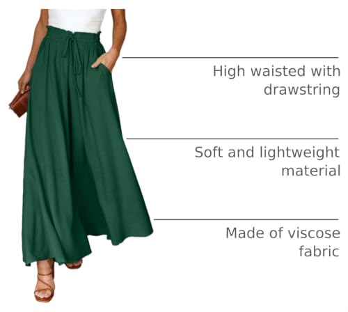 Image of Dokotoo Pants for Women Casual Elastic Waist Wide Leg Pants with Pockets
