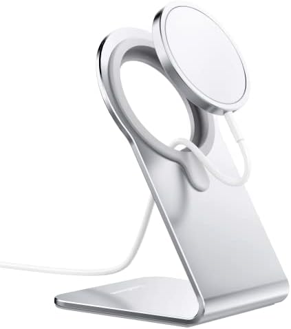 Stand for MagSafe Charger, CreaDream Aluminum Stand Holder Cradle for iPhone 14 13 12 Series, Magsafe Accessories Compatible with iPhone 14 13 12 Mini Pro, Pro Max, MagSafe Charger Not Included-Silver