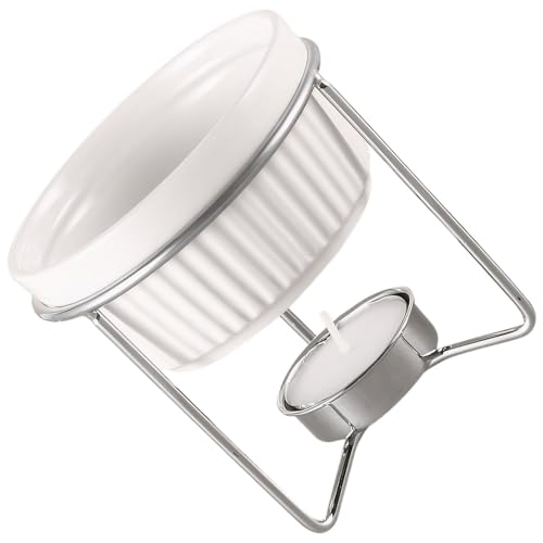 letixnink Ceramic Butter Warmer for Melting Chocolate or Butter - Tea Light Fondue Pot with Metal Stand
