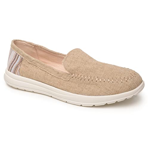 Image of Minnetonka Discover - Women's Woven Slip-Ons Featuring Fabric Upper, Memory Foam Insole, Easy-to-Wear Design, and EVA Rubber Outsole - Perfect for Everyday Casual Wear