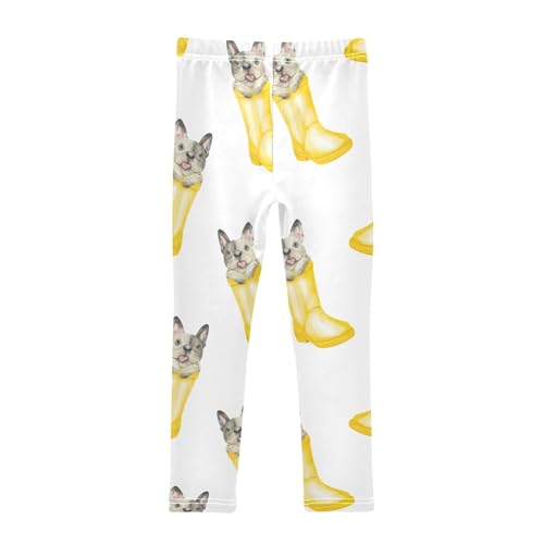 Dog in Wellies Girls Leggings,Workout Leggings for Girls Toddler Athletic Legging Size for 3-10T2