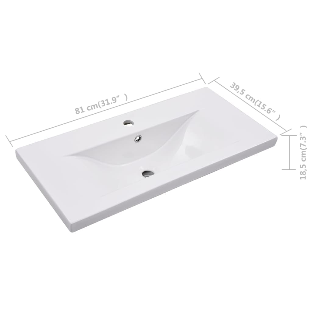 vidaXL Lavabo Encastré Lave-Mains Encastré Vasque à Poser Vasque à Monter Salle de Bain Salle d'Eau Cabine de Toilettes 81x39,5x18,55 cm Céramique Blanc