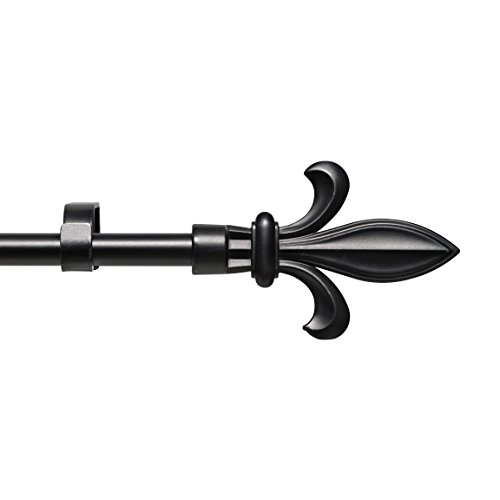 gb Home Collection Austere Vogue Curtain Rod, 86-120 in, Black, Metal Cafe Rod Window Treatment Rod Drapery Rod