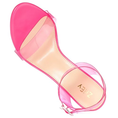 Image of ZriEy Clear Block Sandals Chunky Heels for Women 3.35 Inch Open Toe Adjustable Ankle Strap Pump Sandals for Weddings Parties Daily Wear