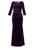 Gina Bacconi Women's Velvet Maxi Dress with 3/4 Sleeve Cocktail, Aubergine, 16