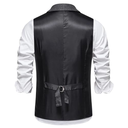 Men's Herringbone Single Button Solid Lapel Vest Waistcoat For Wedding Groom Business Banquet Office Suit4