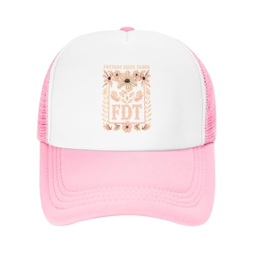 FDT Floral Resist Trucker Hat Foxtrot Delta Tango Baseball Cap Mesh Back Adjustable Hats for Kids - Pink