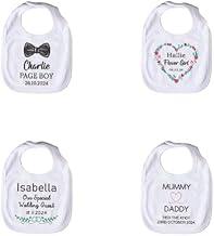 Active Window Films Personalised Baby Wedding Bib – Custom Baby Wedding Favour, Guest, or Gift – 100% Cotton Bib for Page Boy, Flower Girl, Special Guest